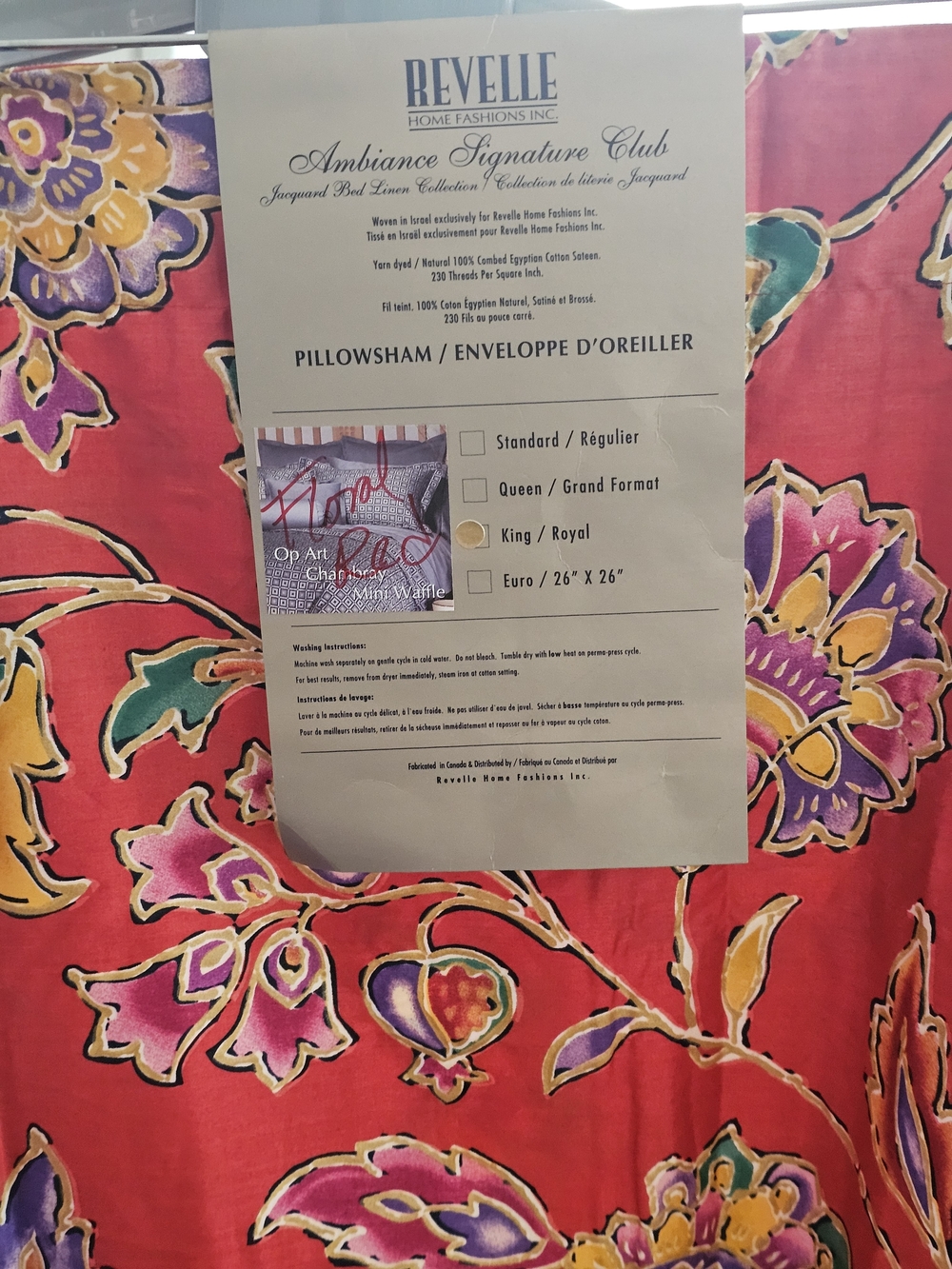 ❗️ Luxury REVELLE HOME FASHION Floral Print Pillow Sham - Pink/Red ❗️